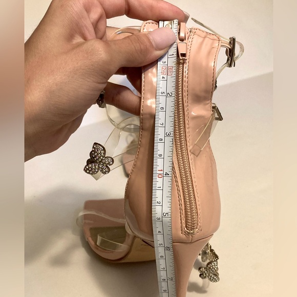 Lemonade Rhinestone Butterfly Stiletto Tall High Heel Clear Strap Square Toe 8.5 - Picture 15 of 16